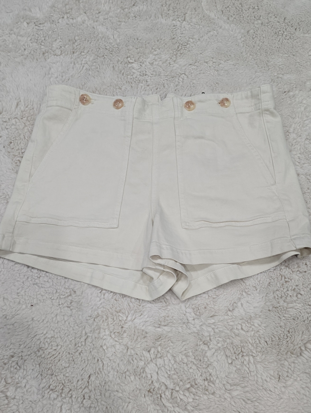 Pilcro Cream High-Rise Button Pocket Shorts